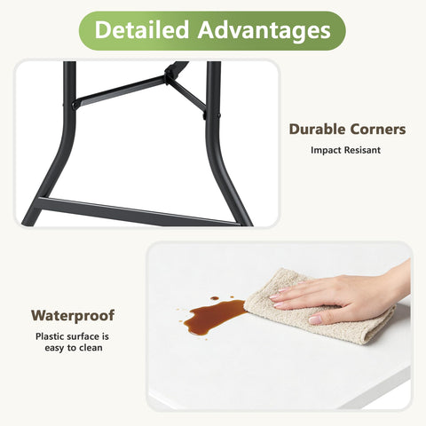 MAKE CHANGES 6ft folding table outdoor-use setup for picnics and camping.