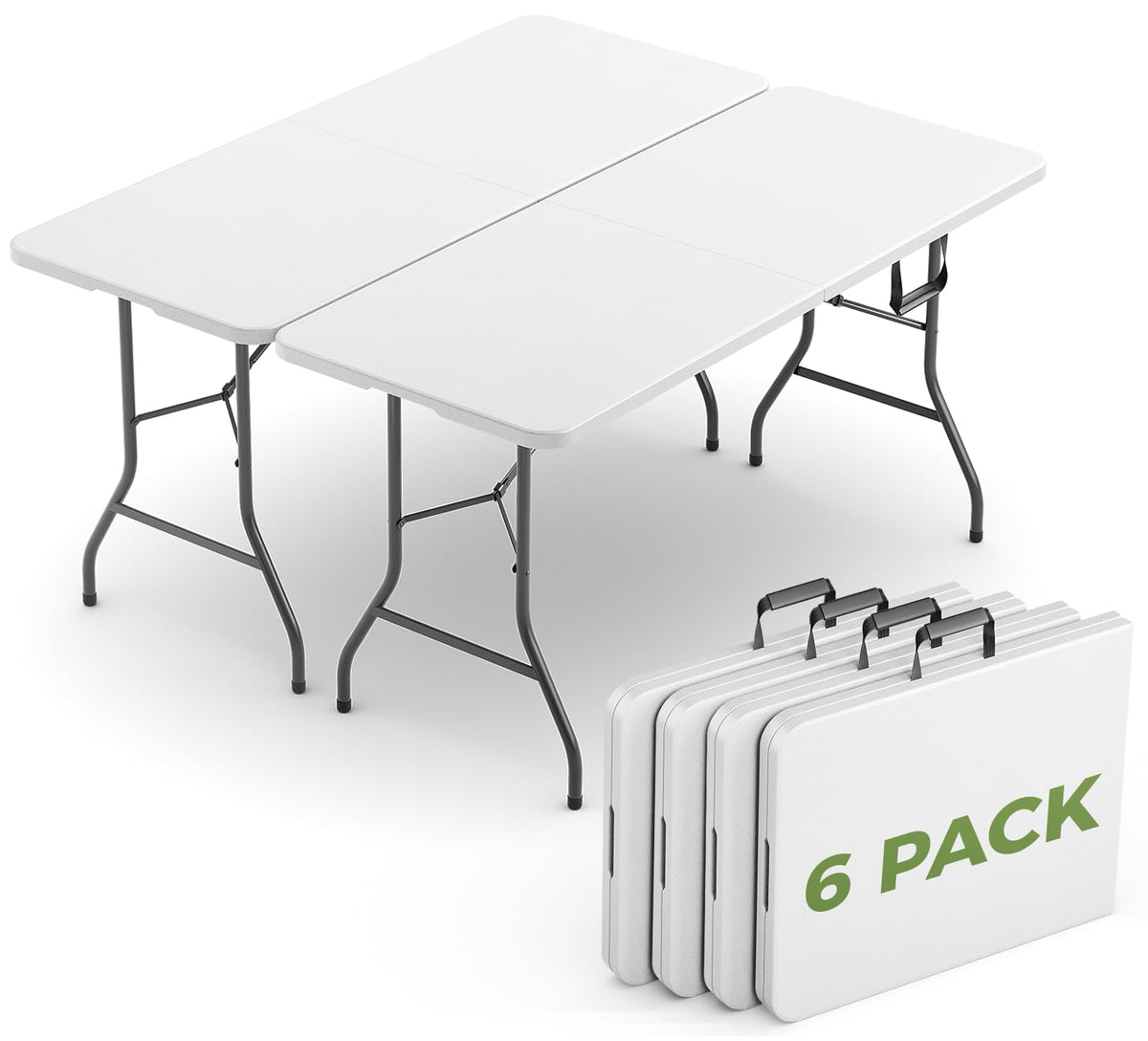 MAKE CHANGES 6ft folding-table-setup offers seating for 6–8.