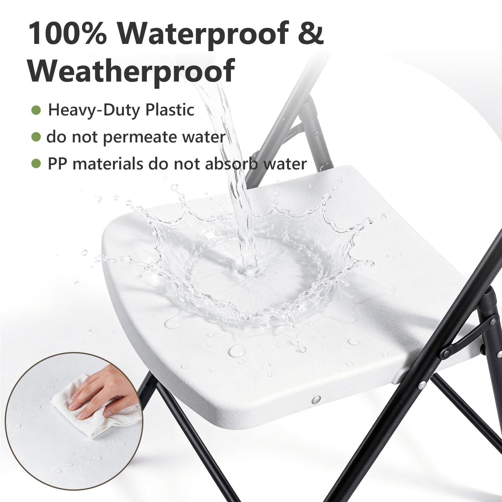 Make Changes folding chair with metal frame delivers stable seating for events.