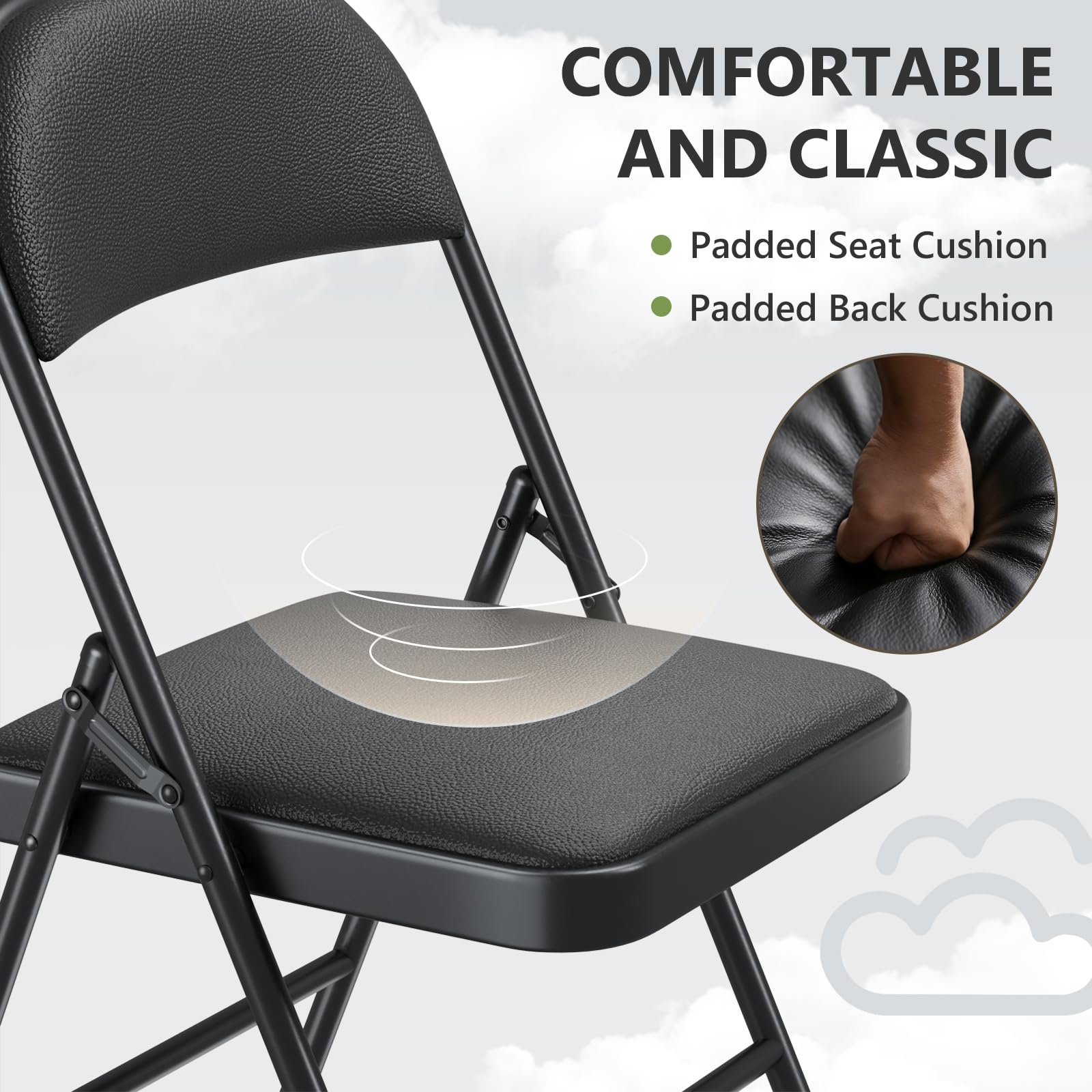Make Changes folding chairs folded in compact storage mode for space saving