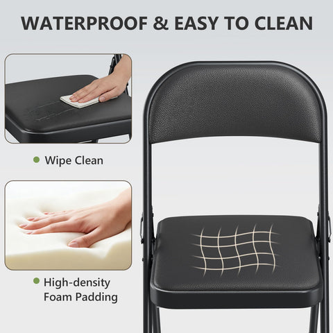 Make Changes folding chairs PU leather close-up showing durable upholstery