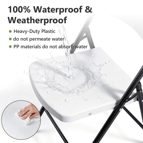 MAKE CHANGES folding chair seat close-up highlights ergonomic PP design.