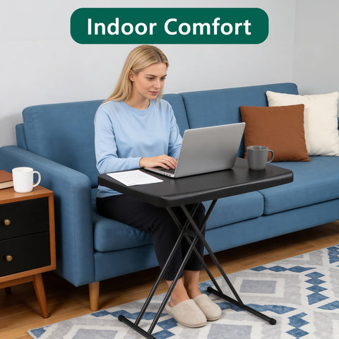 Make Changes folding table 30-inch folded profile for easy storage and transport.