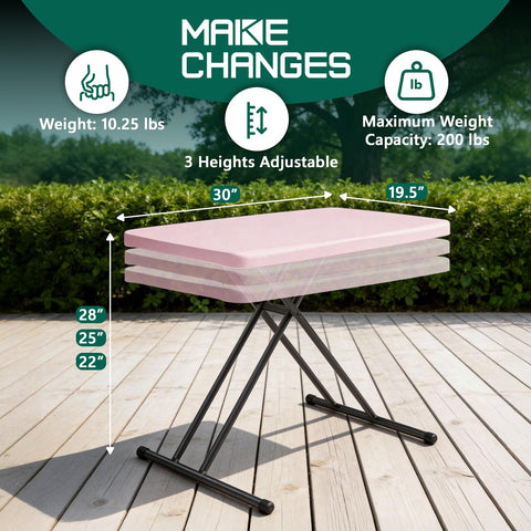 Make Changes folding table at 28-inch height for standing tasks