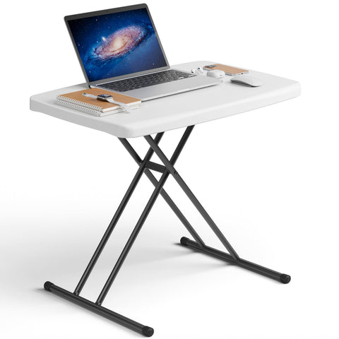 MAKE CHANGES folding table 30-inch unfolded setup showing quick, sturdy use anywhere