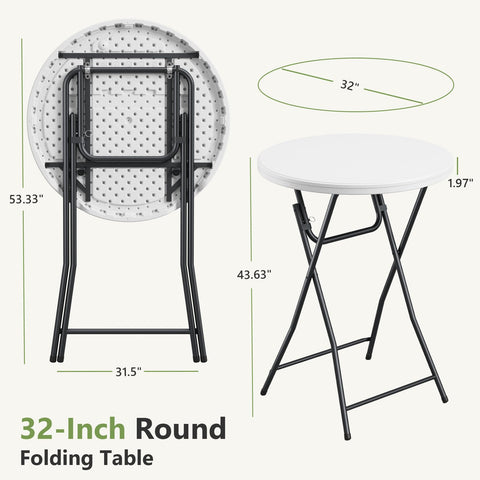 Make Changes 32in round-top folding table viewed from above.