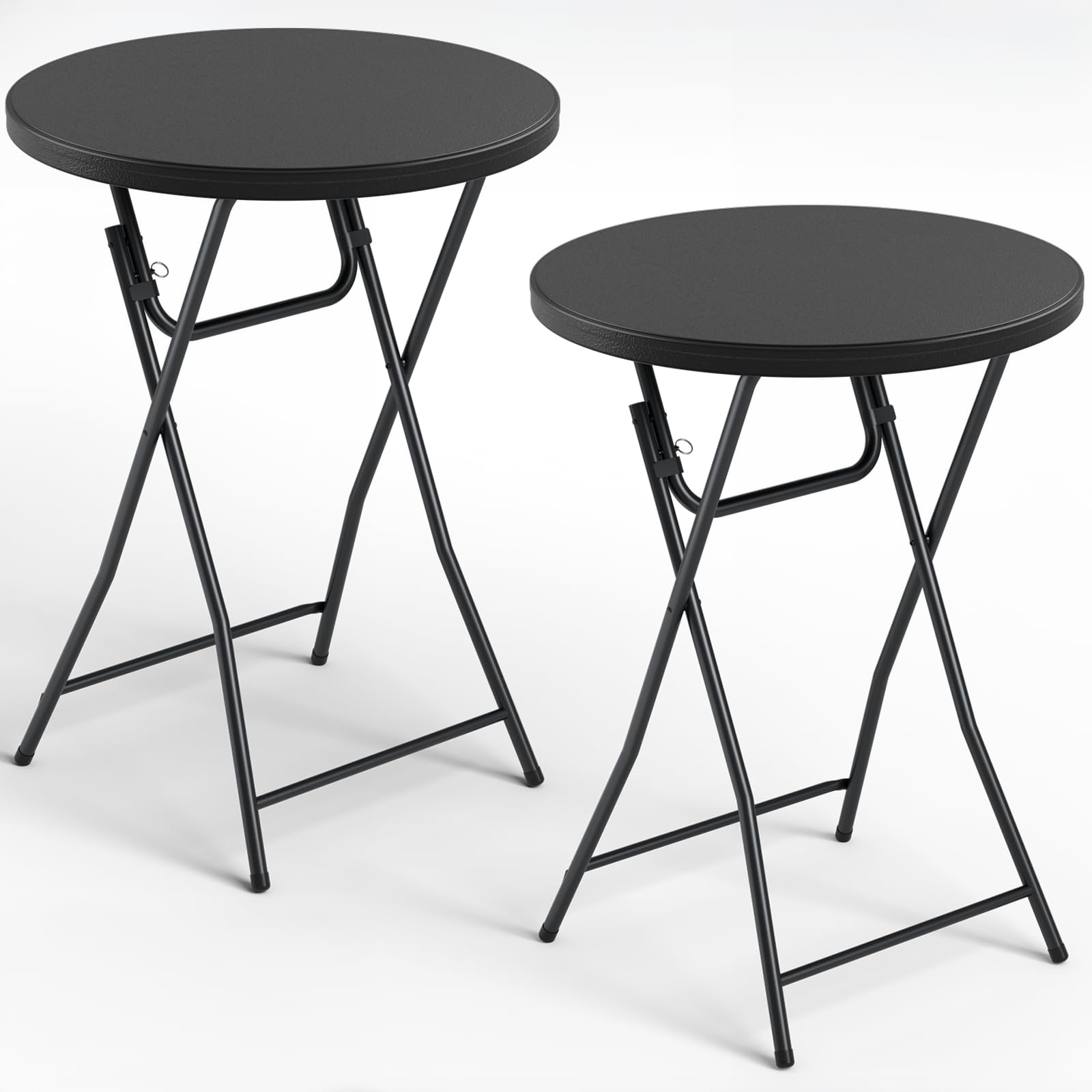 Make Changes folding table 32in round top provides quick setup for events and versatile food displays.