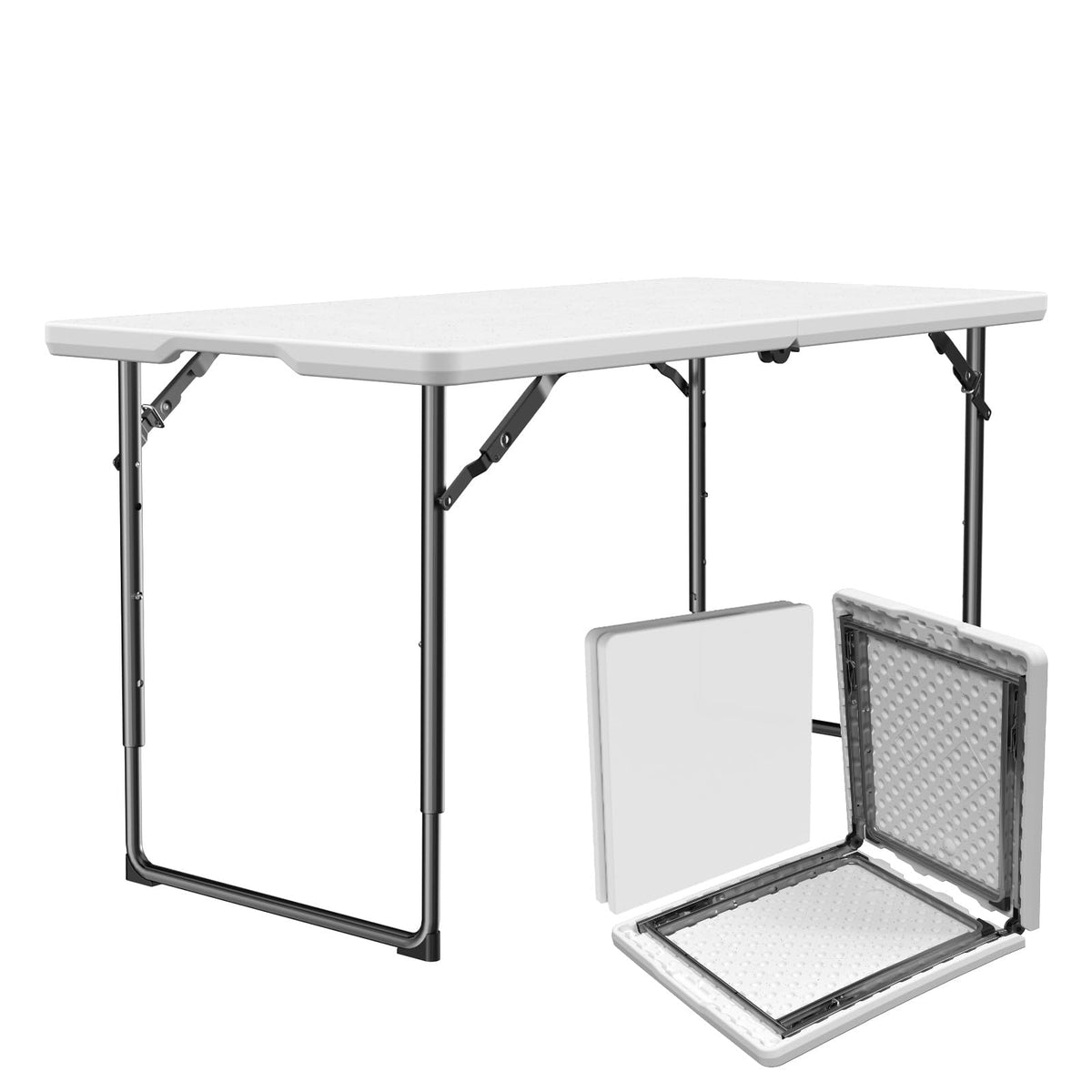 Make Changes folding table 4ft folded for compact storage.
