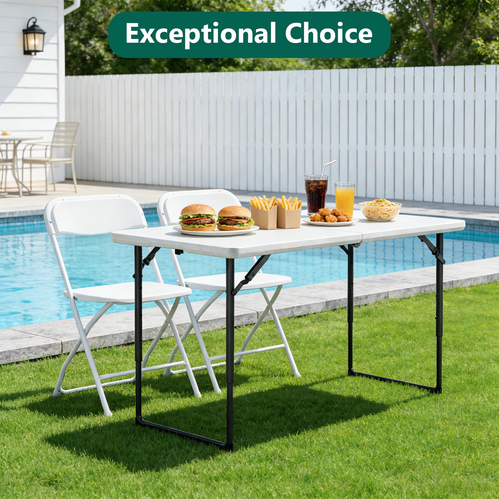 Make Changes portable folding table suitable for indoor and outdoor events.
