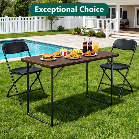 Make Changes folding table 4ft open for dining mode and guest seating.
