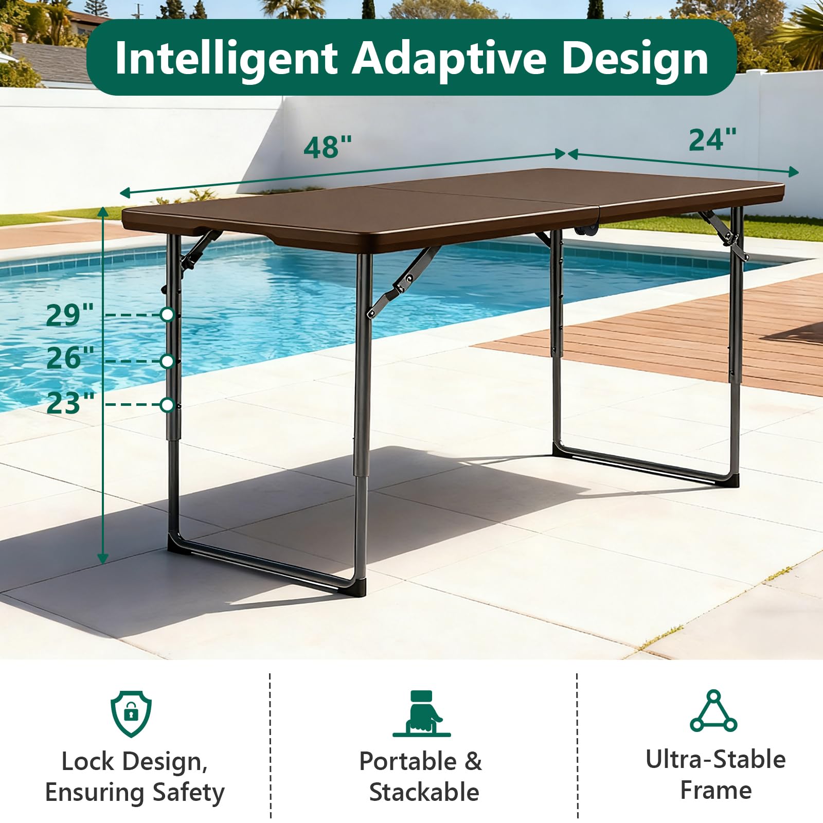 Make Changes folding table 4ft outdoors for picnics and barbecues.