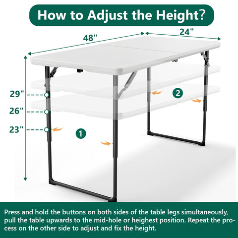 Make Changes folding table 4ft with steel legs provides sturdy support.
