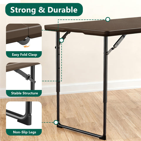 Make Changes folding table 4ft sturdy steel legs supporting heavy loads.