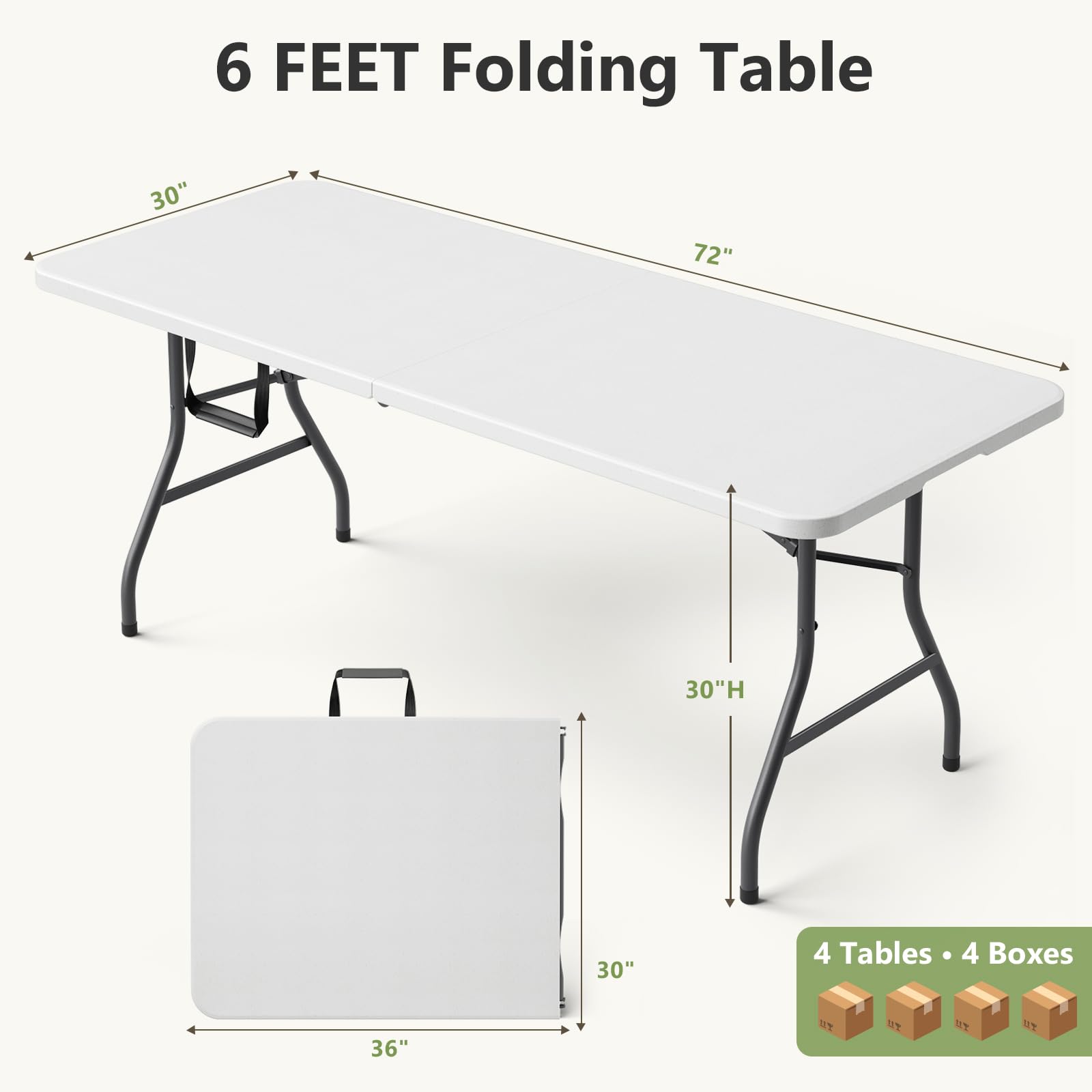 MAKE CHANGES folding table carrying handle makes portability effortless for events.