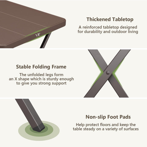 MAKE CHANGES folding table flat-fold design for easy storage