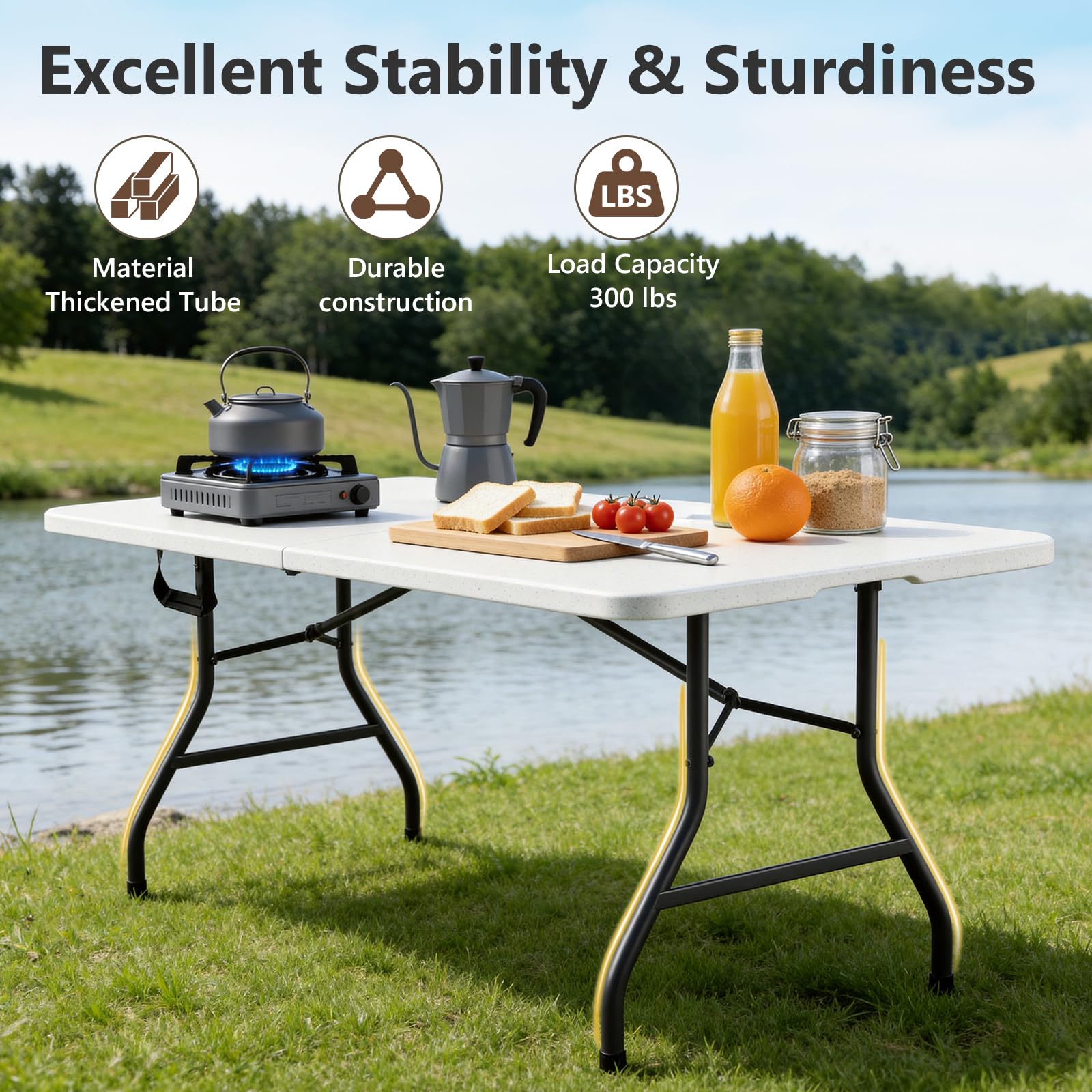 MAKE CHANGES folding table heavy-duty legs support stable use on any surface.