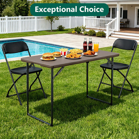Make Changes folding table height options 21-25-29 inches for versatile setups.