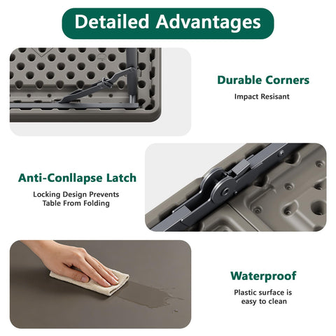 MAKE CHANGES folding table khaki surface fits any decor.