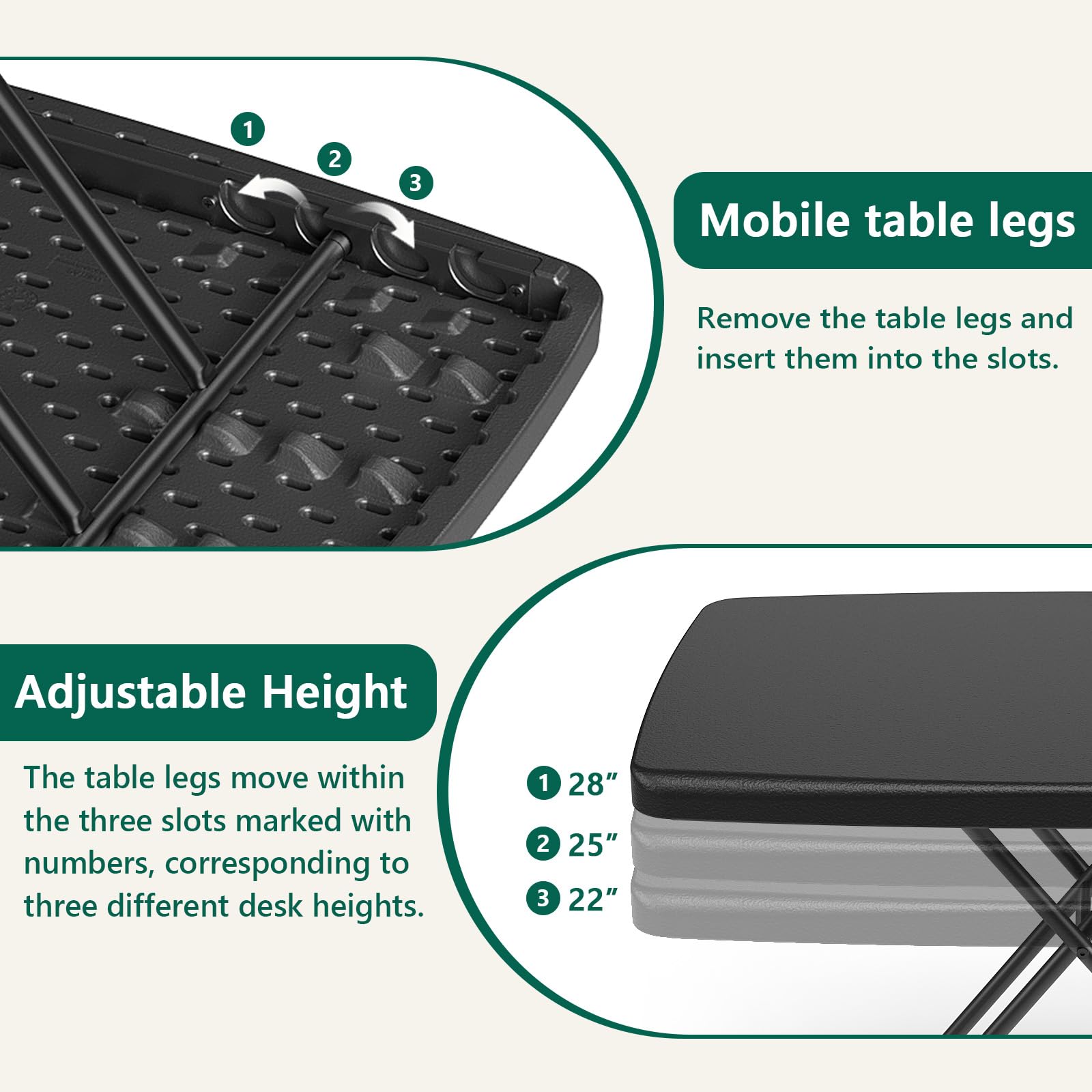 Make Changes folding table used as a multipurpose surface for meals or work