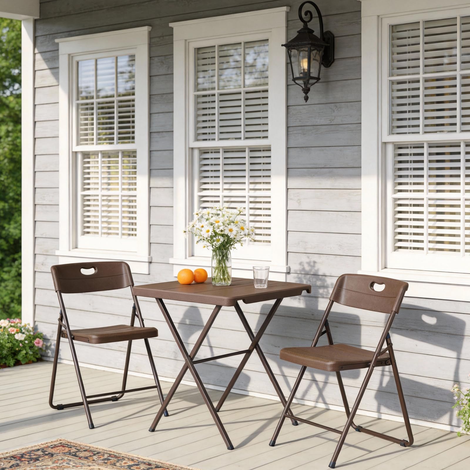 MAKE CHANGES folding table square top maximizes surface area for meals or crafts