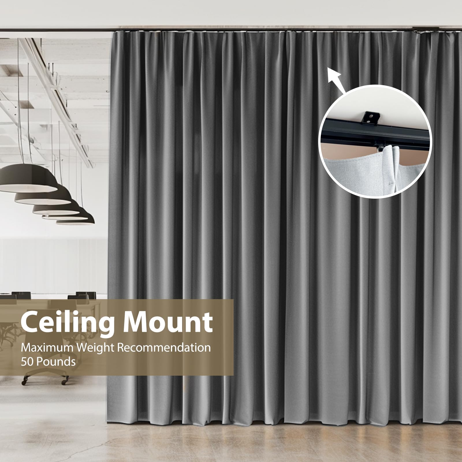 MaKefeile ceiling curtain track wall-mounted, ideal for room dividers in modern spaces.