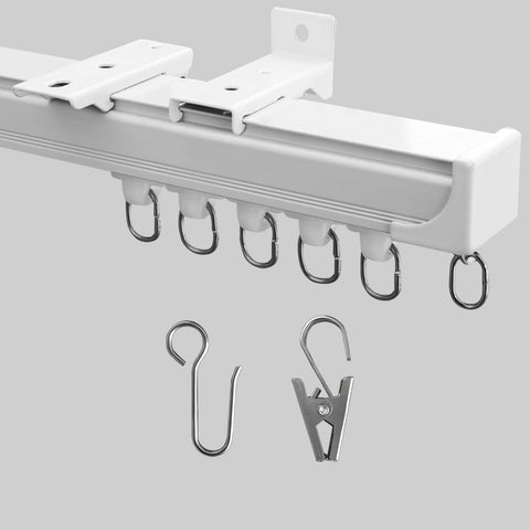 MaKefeile ceiling curtain track in white with quiet, smooth sliding.