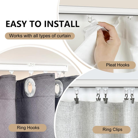 MaKefeile ceiling-mounted track kit with brackets and hooks for easy installation.