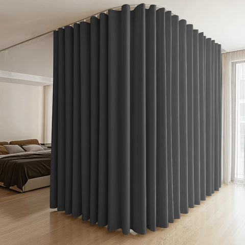 MaKefeile room divider curtain panel showing 100-inch width for flexible space division.