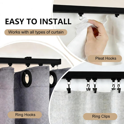 MaKefeile wall-mount curtain track with clips for quick setup