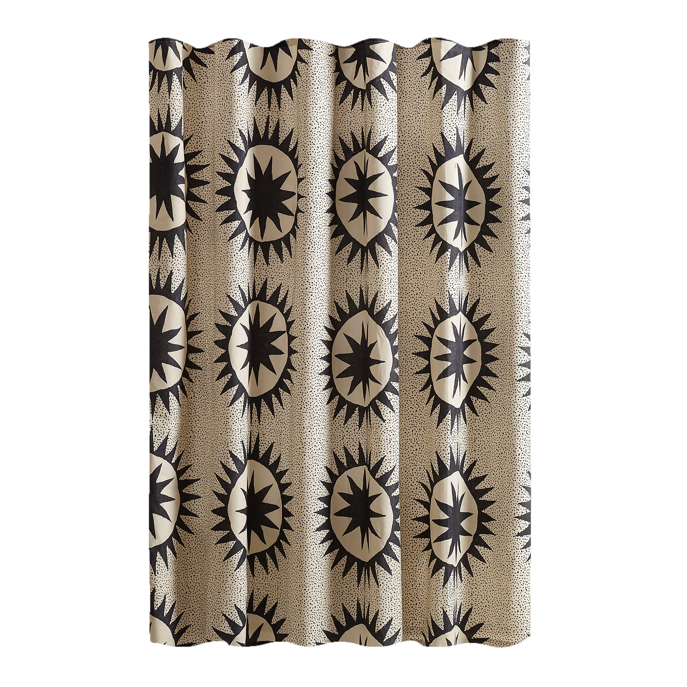 Makers Collective Soleil curtain features reinforced buttonholes for simple setup.