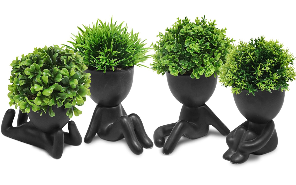 MAKHOT mini succulent in a human-shaped pot adds playful desk decor