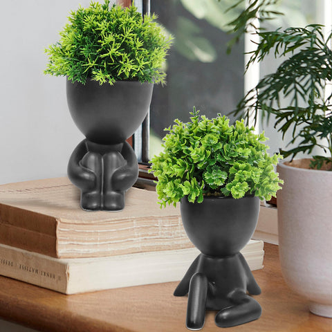 MAKHOT lifelike succulent in ceramic human pot enhances office ambiance without care