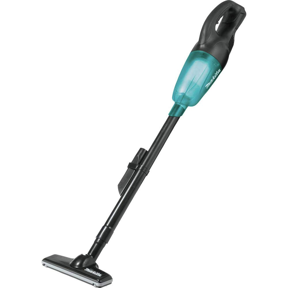 Makita XLC02ZB handheld vacuum for quick room cleanups.