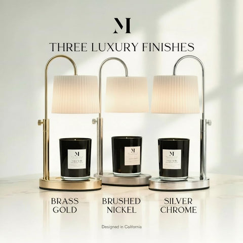 Malbella Essentials candle warmer side view shows adjustable height for tall pillar candles.