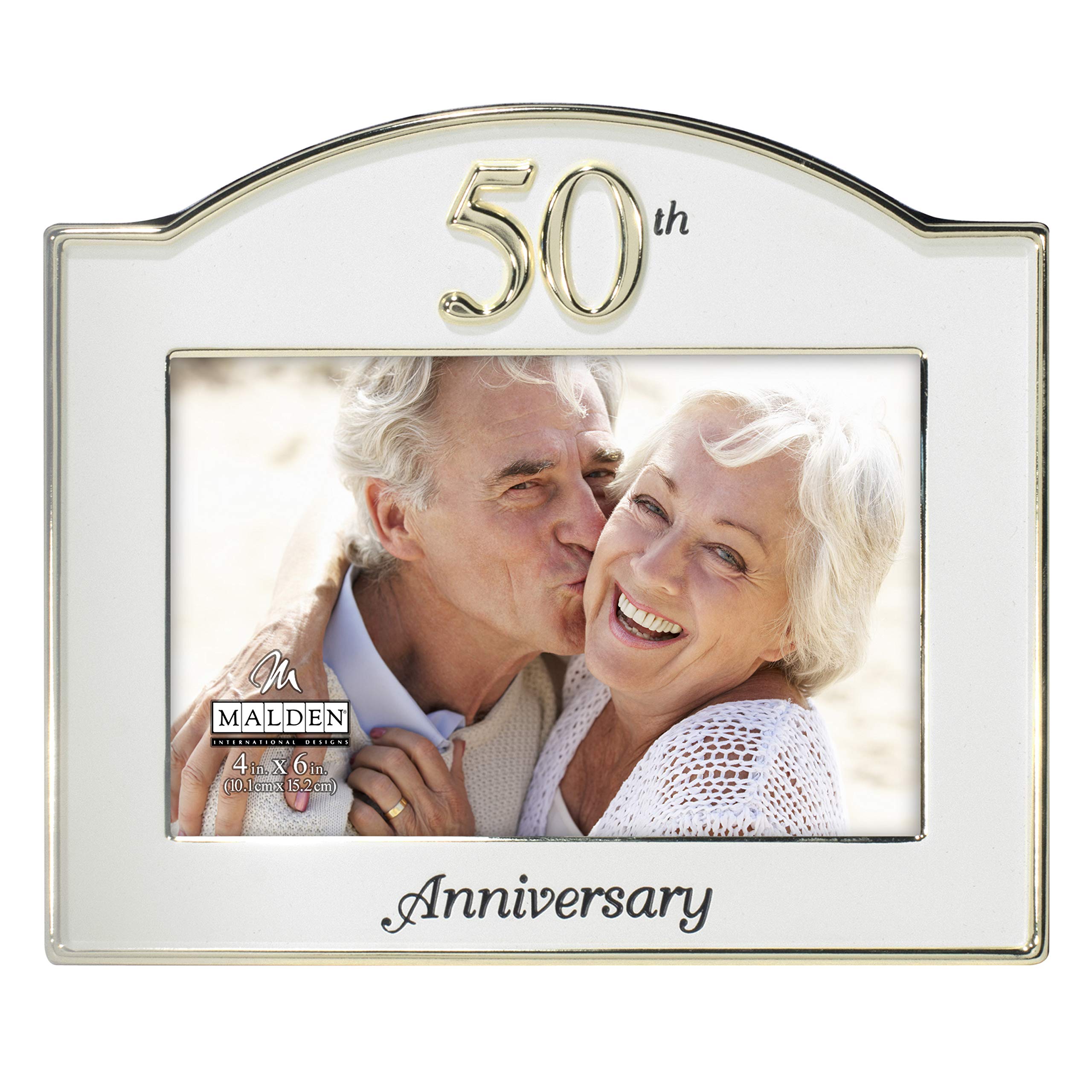 Malden 50th Anniversary frame in two-tone metal for elegant memories display