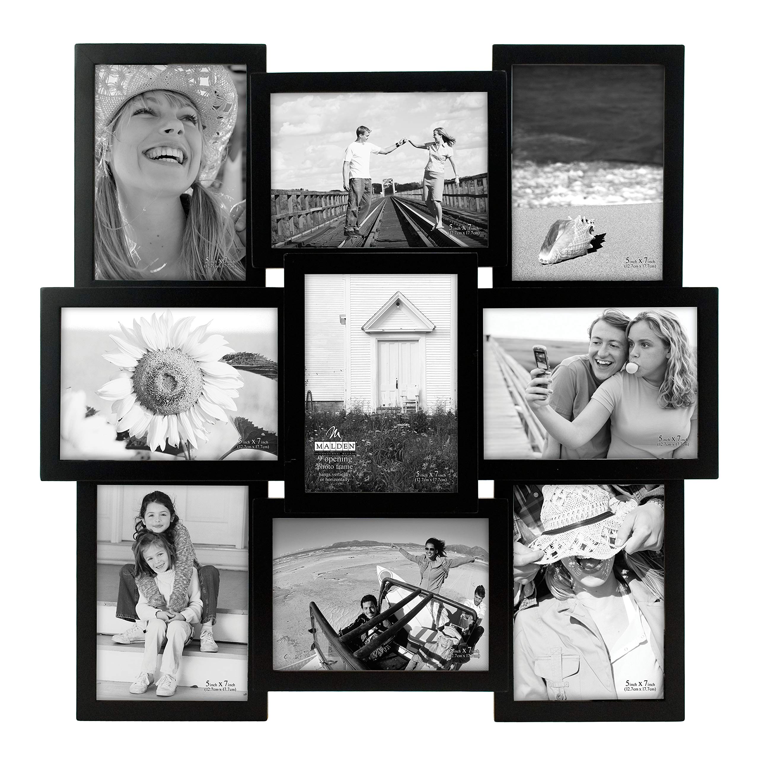 Malden 9-opening collage frame black with glass front showcases memories clearly