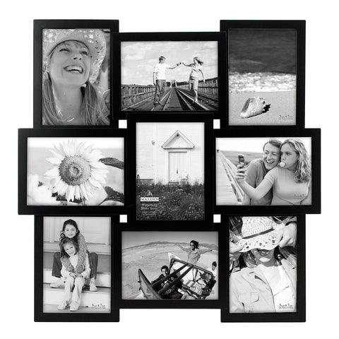 Malden 9-opening collage frame black with glass front showcases memories clearly