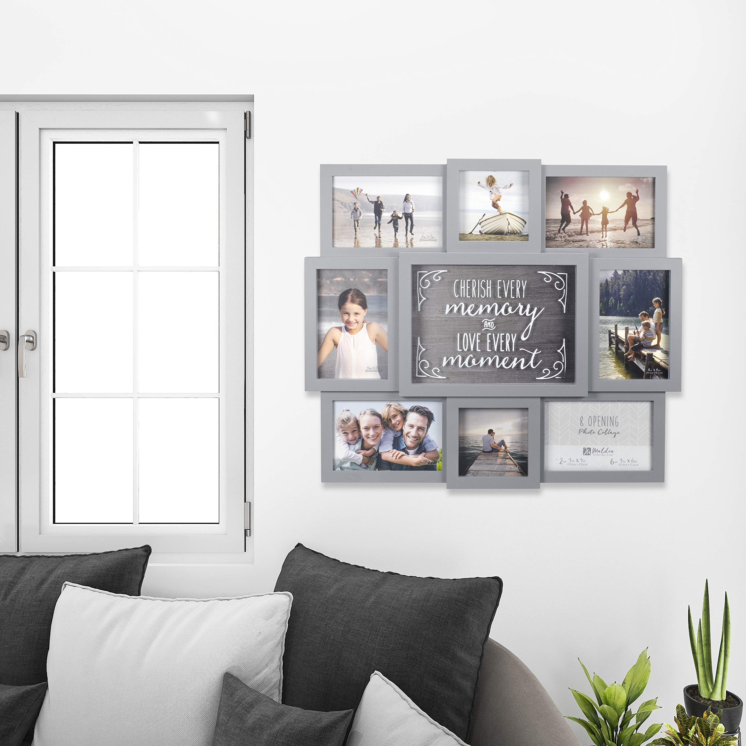 Malden center glass pane displays the Cherish phrase and protects photos