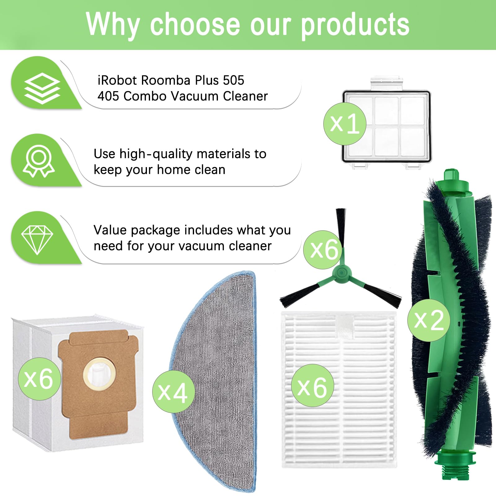 MalhSlix vacuum bags six-pack contains debris securely