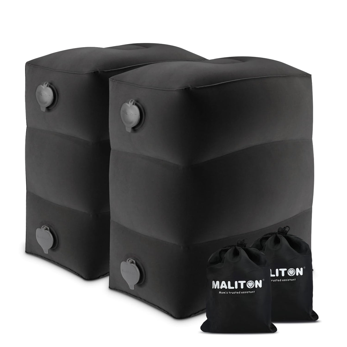 Maliton inflatable foot rest pillow for airplane seats offers comfy leg support.