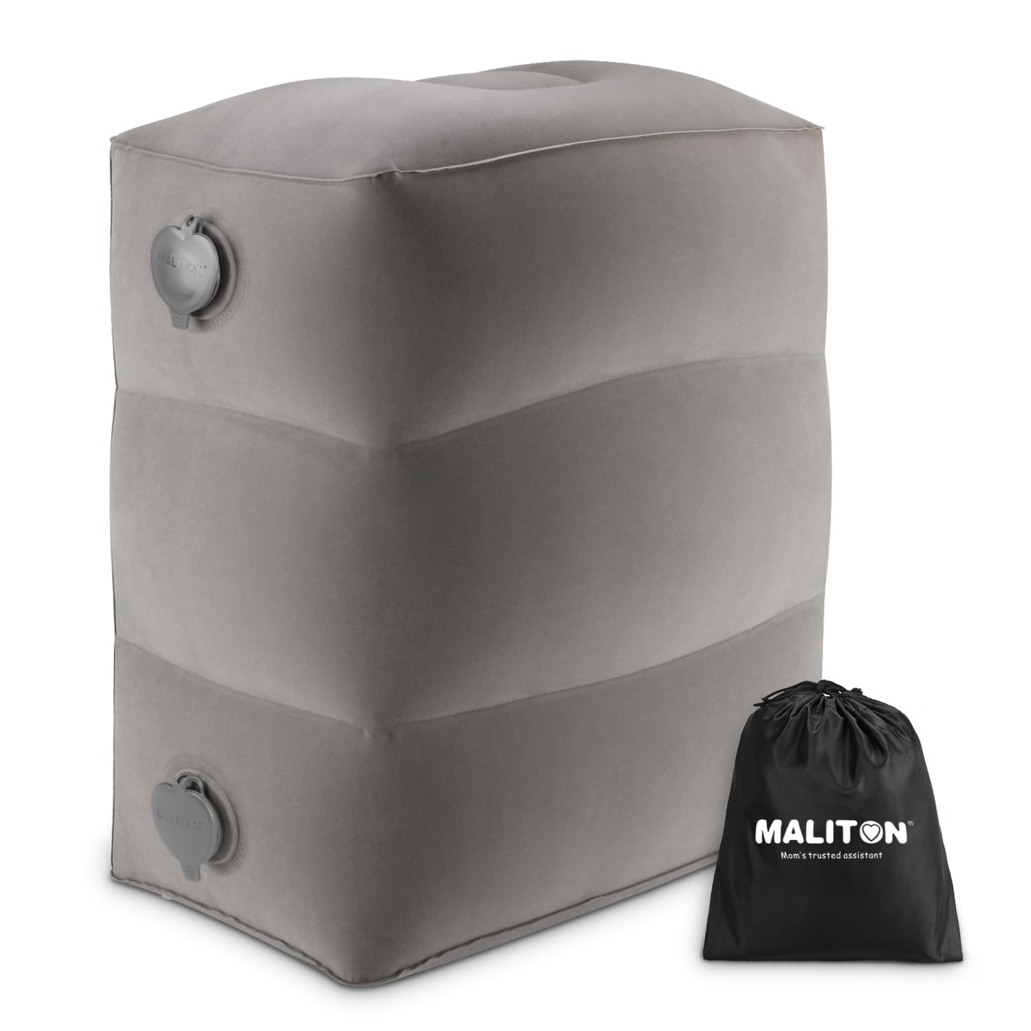 Maliton inflatable travel foot rest pillow for kids on airplane seats, supports leg comfort