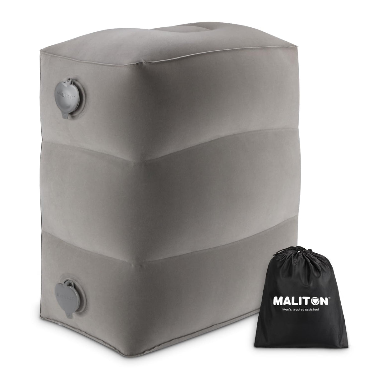 Maliton inflatable travel foot rest pillow for kids on airplane seats, supports leg comfort