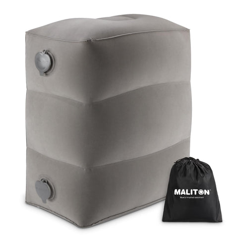 Maliton inflatable travel foot rest pillow for kids on airplane seats, supports leg comfort
