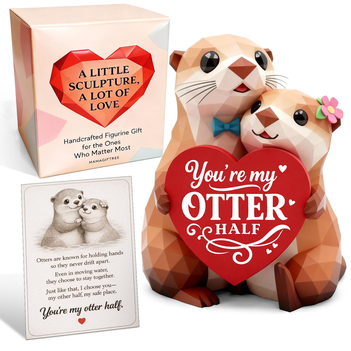 MAMAGIFTREE otter figurine, hand-painted, a romantic gift for couples