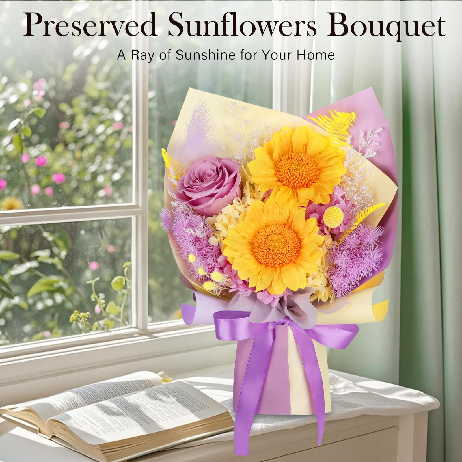 MAMAMIKO handcrafted bouquet arrangement with sunflowers and textures