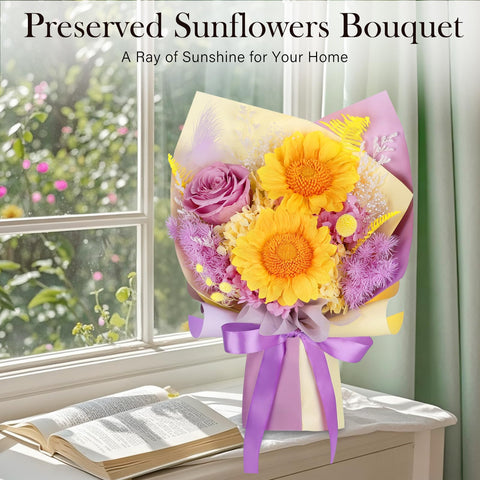 MAMAMIKO handcrafted bouquet arrangement with sunflowers and textures