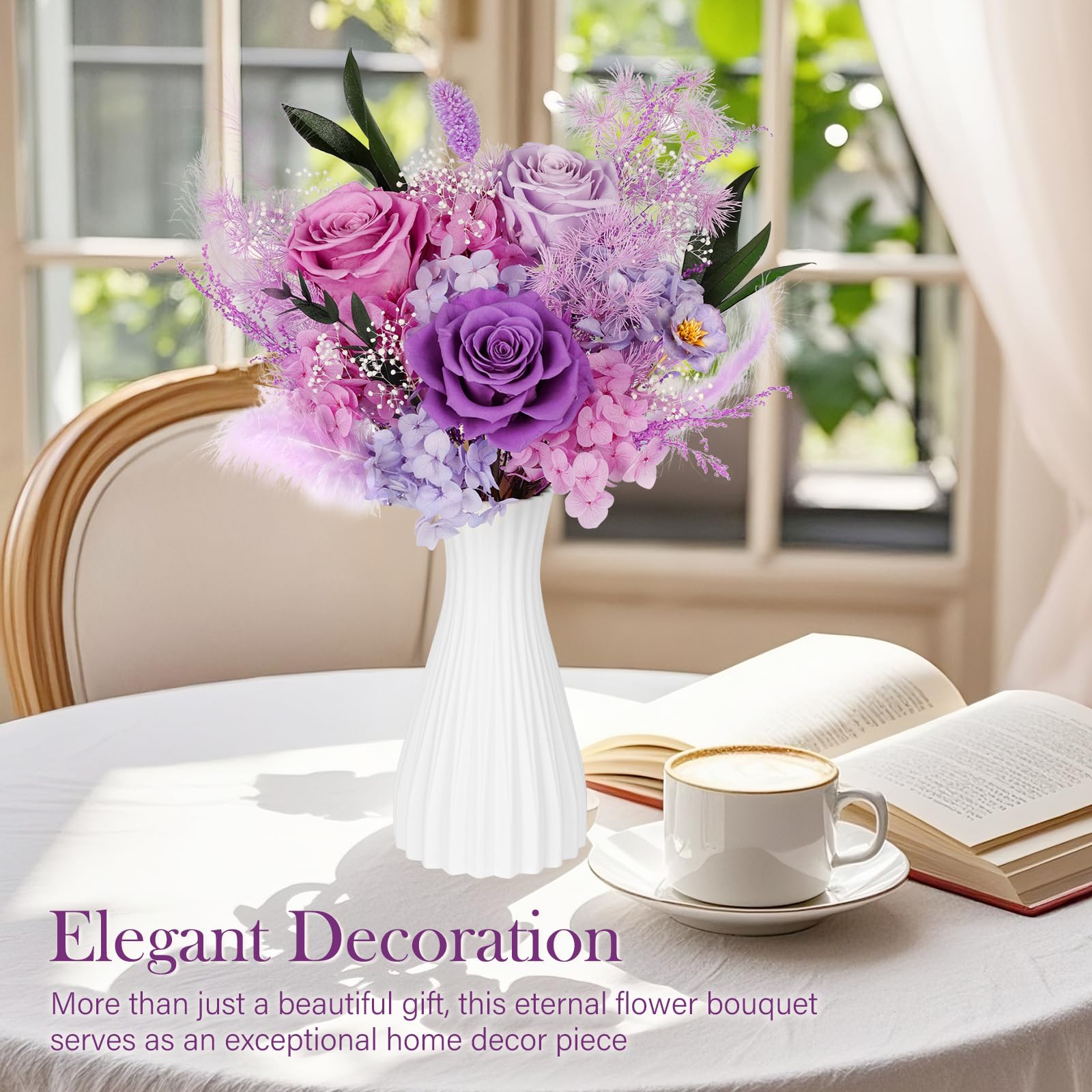 Mamamiko handcrafted bouquet showing three large roses and greens