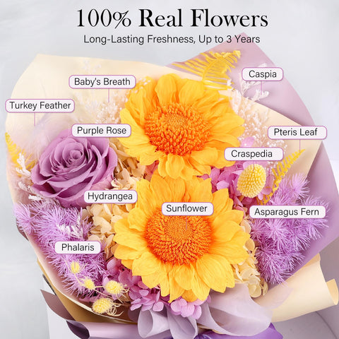 MAMAMIKO preserved bouquet with built-in vase, ready to display