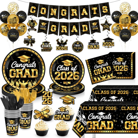 M AMFEOV graduation banner with congrats grad motif for photo backdrop.