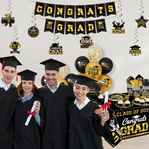 M AMFEOV graduation decorations set ready-to-hang for instant setup.